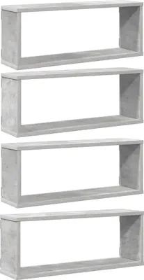 Obrázek produktu pro vidaXL Police Cube 4 ks. Betonově šedé 60x15x23 cm odvozený dřevěný výrobek