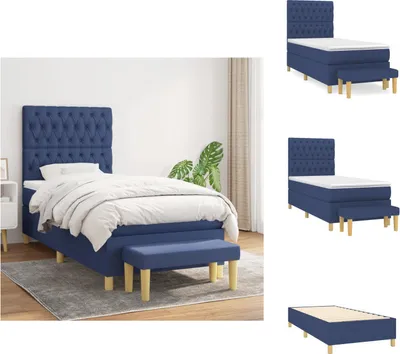 Produktbild von vidaXL Boxspringbett mit Matratze Blau 90x200 cm Stoff -  Betten & Bettgestelle