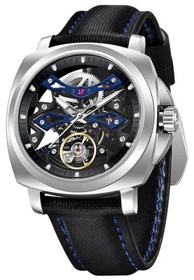 Produktbild von Herrenuhr Pagani Design Yikker, Automatik, echtes Leder, Skelett, Schwarz / Blau