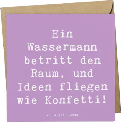 Produktbild von Mr. & Mrs. Panda Grußkarte Spruch Wassermann Ideenflug - Lavendeltraum - Geschenk, Eigenschaften, Tierkreiszeichen, Energie, Klappkarte, Geschenke Astrologie, doppelkarte