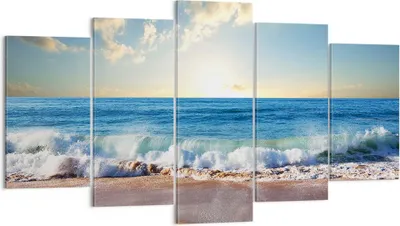 Produktbild von Bild auf Leinwand - Leinwandbild - Meer Ufer Wasser - 160x85cm - Wand Bild - Wanddeko - Wandbilder - Leinwanddruck - Bilder - Kunstdruck - Wanddekoration - Leinwand bilder - Wandkunst - EA160x85-3551