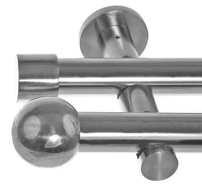 Produktbild von Gardinenstange mit Wandhalterung I Metall Edelstahl Look 2-läufig I Ø20mm I H41