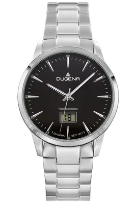 Obrázok produktu pre Pánske náramkové hodinky DUGENA Momentum, rádiom riadený strojček, digitálna dátumovka, puzdro z nehrdzavejúcej ocele, zafírové sklíčko, náramok z nehrdzavejúcej ocele, skladacia spona, 5 barov
