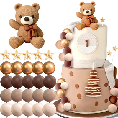 Immagine prodotto di Decorazioni per torte a forma di orsetto, ideali per battesimi e compleanni