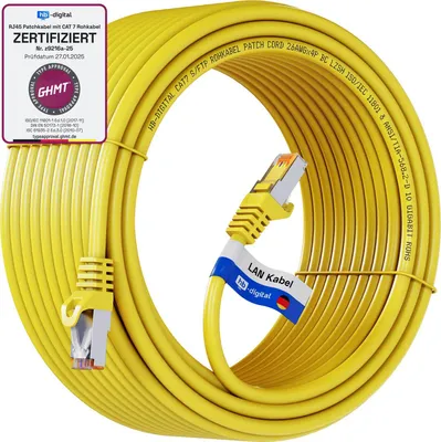Produktbild von hb-digital LAN Kabel CAT 7 Patchkabel 30m RJ45 S/FTP PiMF LSZH AWG 26 halogenfrei gelb