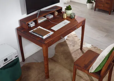 Produktbild von MASSIVMOEBEL24 Schreibtisch Sheesham 112x71x85 walnuss geölt BROOKLYN #05