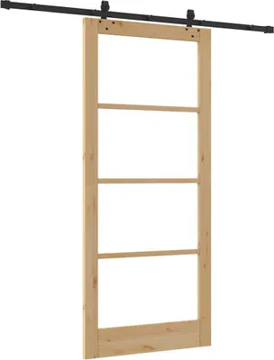Image de Porte coulissante vidaXL ORKDAL, 93 x 211 cm, en bois massif de pin et avec vitre