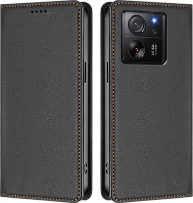Produktbild von Handyhülle für Xiaomi 13T /Xiaomi 13T Pro, Kunstleder Klapphülle Stoßfeste Magnetische Hülle mit Ständer Schwarz