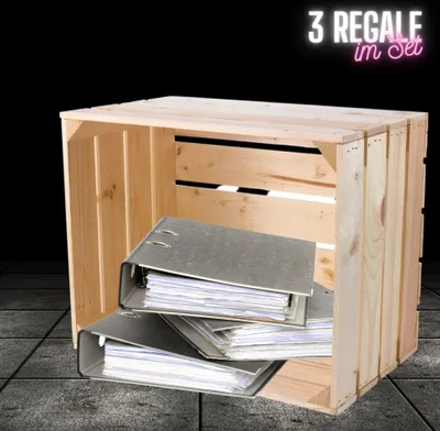 Produktbild von 3x NATUR HOLZKISTE / NEU / helle Obstkiste 50x40x30 cm / für Deko, DIY, Regal zur Aufbewahrung