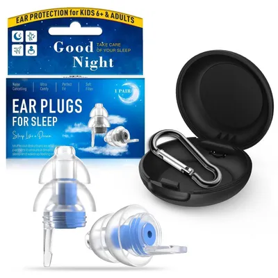 Image de Bouchons d'oreille pour le sommeil, protection auditive contre les ronflements, réduction du bruit, en silicone, bleu clair, 1 paire