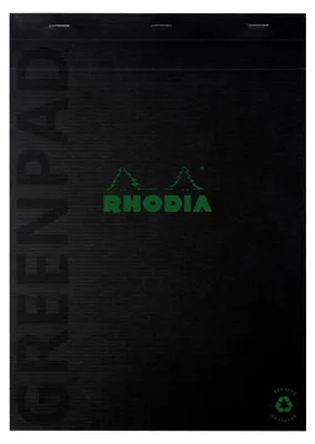 Zdjęcie produktu dla RHODIA 19991C Notatnik RHODIA GREENPAD, DIN A4+, w kratkę, czarny