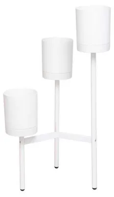 Immagine prodotto di Fioriera con 3 Porta Vasi 51,5x48x91 cm in Polipropilene e Legno Bianco
