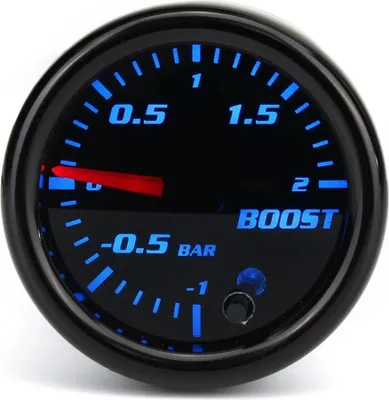 Immagine prodotto di Indicatore di pressione di sovralimentazione - Meccanico 52 mm universale - Boost/Vacuum - LED a 7 colori - 12 V - Quadrante nero