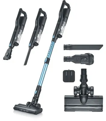 Immagine prodotto di Aspirapolvere a scopa senza fili 2 in 1 - SEVERIN HV7151 - 300 W - 50 min - 650 ml - 80 dB - Nero / Blu