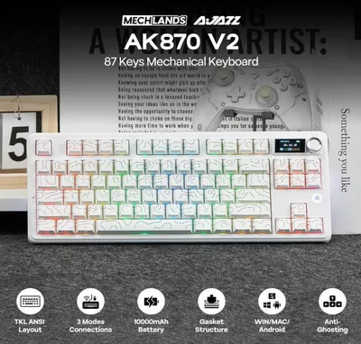 Produktbild von Mechanische Tastatur mit 98 Tasten – Kabellos – USB-C – Kompaktes Design für Schreibtisch und Laptop