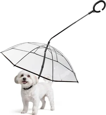 Obrázek produktu pro Paraplu pro psy 1 kus, rukojeť ve tvaru C, nastavitelná tyč 63,5 cm, pro malé psy a kočky do deště a sněhu