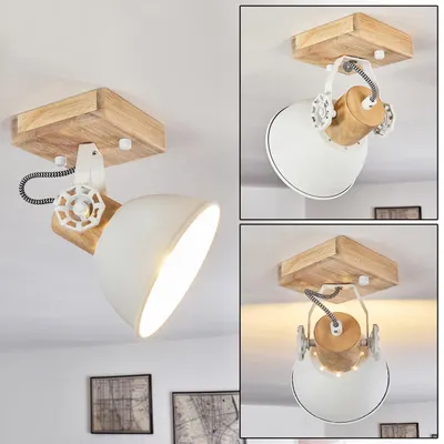 Produktbild von Cotes »Cotes« verstellbare Wandlampe aus Metall/Holz in Weiß/Braun