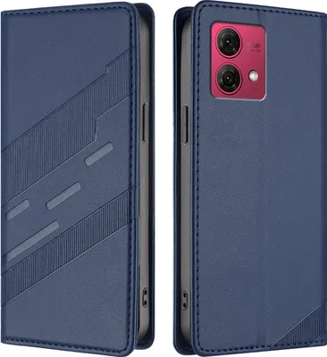 Produktbild von Hülle für Motorola Moto G84, Kunstleder Brieftaschen Handyhülle mit Kartenfach und Standfunktion Blau
