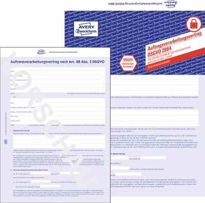 Produktbild von Avery Zweckform 2864, Auftragsverarbeitungsvertrag, A4, 4-seitig, mit Durchschlag