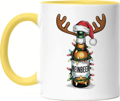 Produktbild von Reinbeer Tasse gelb Weihnachten Biertrinker Rentier Lustig Geschenkidee Party