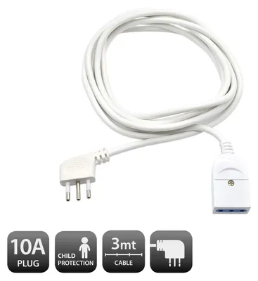 Obrázek produktu pro Ewent EW3800, 3 m, Vnitřní, Typ L, Typ L, 0,75 mm², Bílá