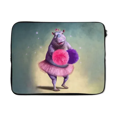 Produktbild von MuchoWow® Laptop Hülle 15 Zoll Nilpferd - Blumen - Ballerina - Pompons - Porträt - Kinder Laptoptasche - Laptoptasche - Sleeve - Rundum-Schutz