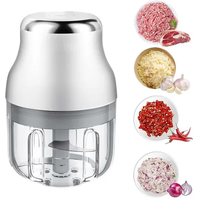 Produktbild von Gemüseschneider, elektrischer Zerkleinerer, 250ML Knoblauchzerkleinerer, wiederaufladbarer leistungsstarker Zwiebelhacker
