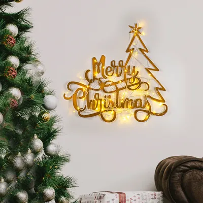 Produktbild von Opviq, XMASGOLD - 008, Dekoratives Wandaccessoire aus Metall, 100 % METALL, Gold, 62 x 60 cm