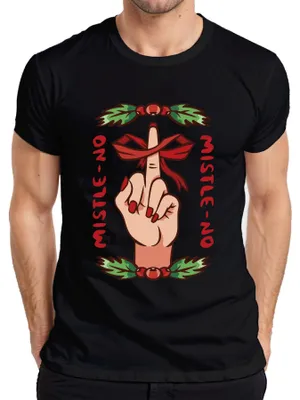 Zdjęcie produktu dla Mistle No Anti-Christmas - Koszulka męska Christmas Gift, Czarny, S
