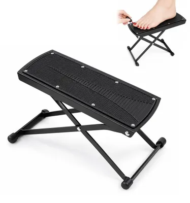 Image de Support pour pieds pour pédicure - Repose-pieds réglable en hauteur (6 positions) - Pour l'entretien des pieds et la pédicure - Noir