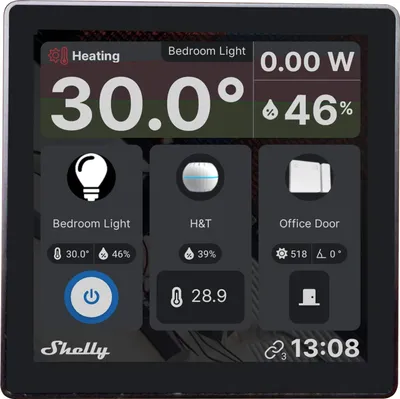 Produktbild von Shelly Wall Display, Schwarz, Berührung, IP20, 10,2 cm (4"), Kabellos, 110 - 230 V