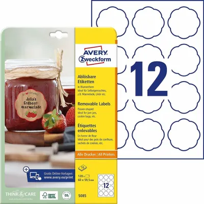 Obrázok produktu pre Universaletiketten blumig 60mm weiß