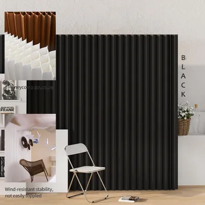 Image de Cloison d'intérieur pliable, pour plus d'intimité, hauteur 2 mètres, largeur 4 mètres, couleur noire
