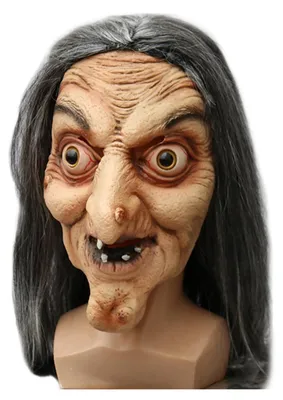 Hexen-Gesichtsmaske mit Haaren – Gruselig für Halloween & Karneval