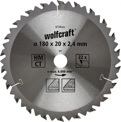 Image de Wolfcraft Lame de scie Wolfcraft coupe grossière ø180x20 Z22 6734000