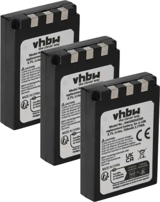 Produktbild von vhbw 3x Akku Ersatz für Olympus Li-12B, Li-10B für Kamera (750 mAh, 3,7 V, Li-Ion)