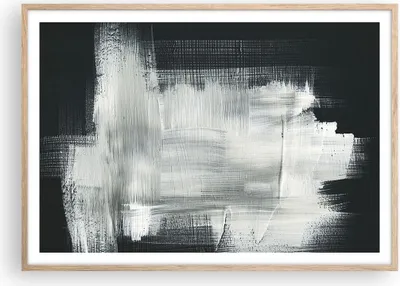 Produktbild von Gerahmtes Poster - Rahmen in heller Eiche - Abstraktion Schwarz Weiß - 100x70 cm - Wand Bild - Wanddeko - Wandbilder - Wandposter - Bilderrahmen - Bilder - Kunstdruck - Wandbild - P2NAA100x70-4173