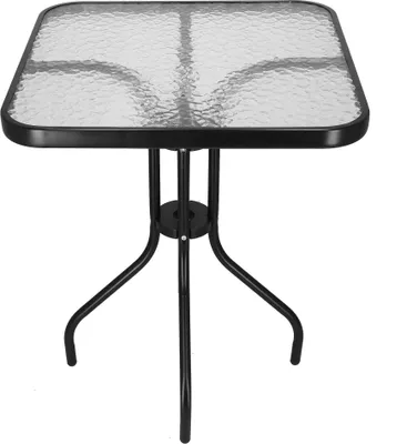 Produktbild von Gartentisch Glastisch Beistelltisch Balkontisch Viereckig 60 x 60 x 70 cm Metalltisch für Innen- und Außenbereich