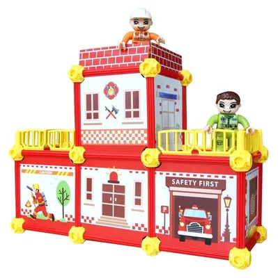 Produktbild von Puppenhaus zum Ausmalen Feuerwehrwache - Kartonhaus Bausatz ab 4 Jahren