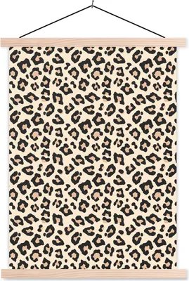 Produktbild von MuchoWow® Textilposter Pantherdruck - Schwarz - Rosa 40x53 cm mit holzfarbenen Rahmen - Schlafzimmer