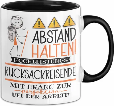 Produktbild von Rucksackreisende Tasse Geschenk Lustig Abstand Halten Hochleistungs-Rucksackreisende Mit Drang Zur Perfektion Bei Der Arbeit (Schwarz)