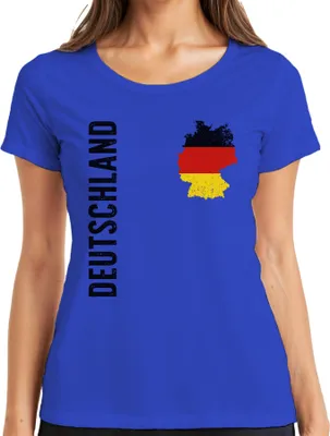 Immagine prodotto di Maglietta da donna della Coppa del Mondo di calcio con bandiera della Germania, blu, L