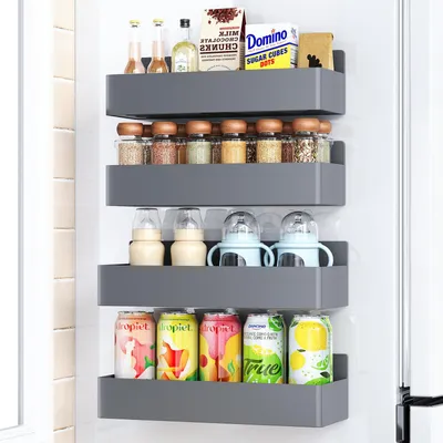 Produktbild von Magnetischer Kräuterregal für den Kühlschrank, 4 Stück, grau