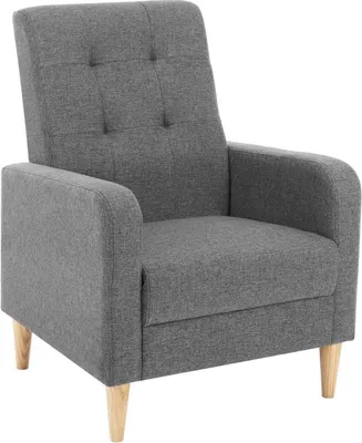 Produktbild von WOLTU Ohrensessel, mit Armlehnen Massivholzbeinen, Loungesessel modern, Leinenbezug : Dunkelgrau Farbe: Dunkelgrau