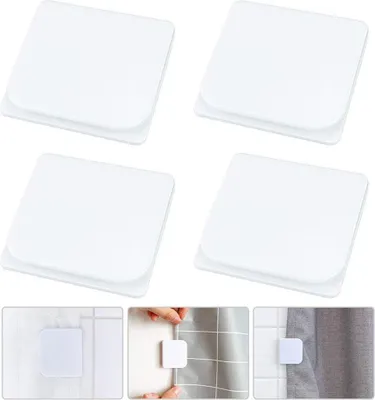 Produktbild von 4 PCS Duschvorhang Clips Plastik Selbstklebend Duschvorhang Klammern Wand Clips Duschvorhang Weiß Duschvorhang Clips Anti Splash Dusch Vorhang Klammer Ohne Bohren Stop Protect Clips Badezimmer