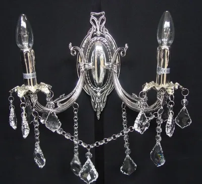 Produktbild von Casa Padrino Barock Kristall Wandleuchter 2-Flammig in Silber, Höhe 28 cm -  Wandlampe