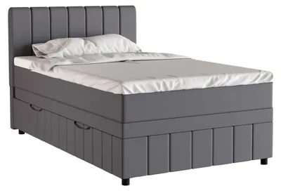 Produktbild von Boxspringbett Einzelbett 120x200, Grau, AVALON, mit Bettkästen, mit Matratze, mit Topper, Panda Möbel