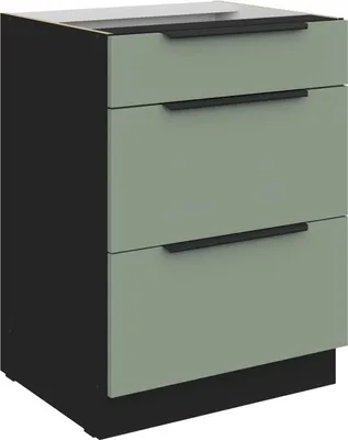 Obrázok produktu pre Šuplíková skrinka LUNARA - šírka 60 cm, zelená / čierna