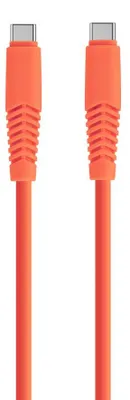 Imagen del producto de Cable USB-C a USB-C, marca Setty, de 1,5 metros, con capacidad de 2,1 A, color naranja, fabricado en silicona, ideal para cargadores