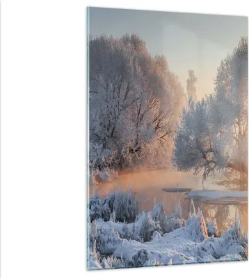 Produktbild von Bilder auf glas - Einteilig - Winter Schnee Fluss - 80x120cm - Glasbilder - Wandbilder - Bilder - zum Aufhängen bereit - Wanddekoration aus Glas - Glas Bilder - Wandbild auf Glas - GPA80x120-4108